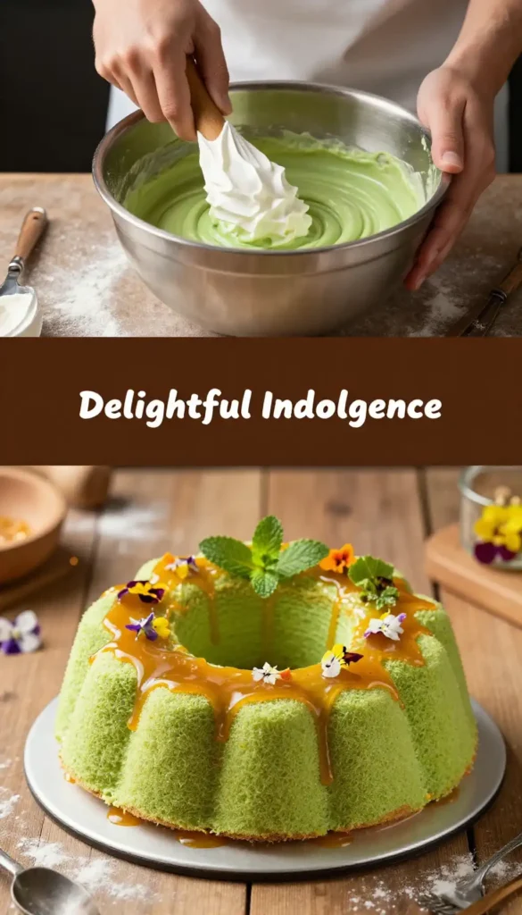 Pandan Chiffon Cake with Gula Melaka Caramel Drizzle