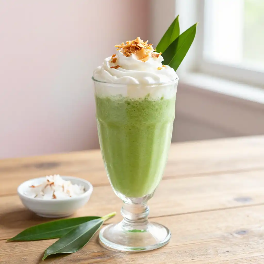 Pandan Coconut Smoothie plated dish
