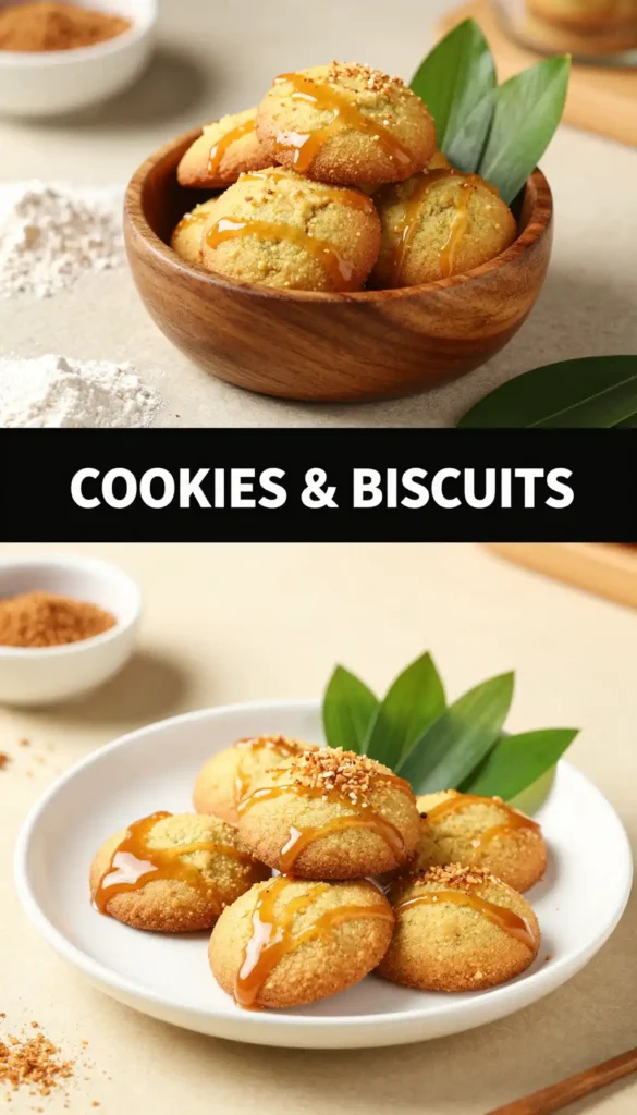 Pandan Cookies with Gula Melaka Drizzle