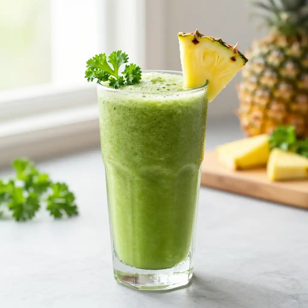Parsley Pineapple Detox Smoothie plated dish