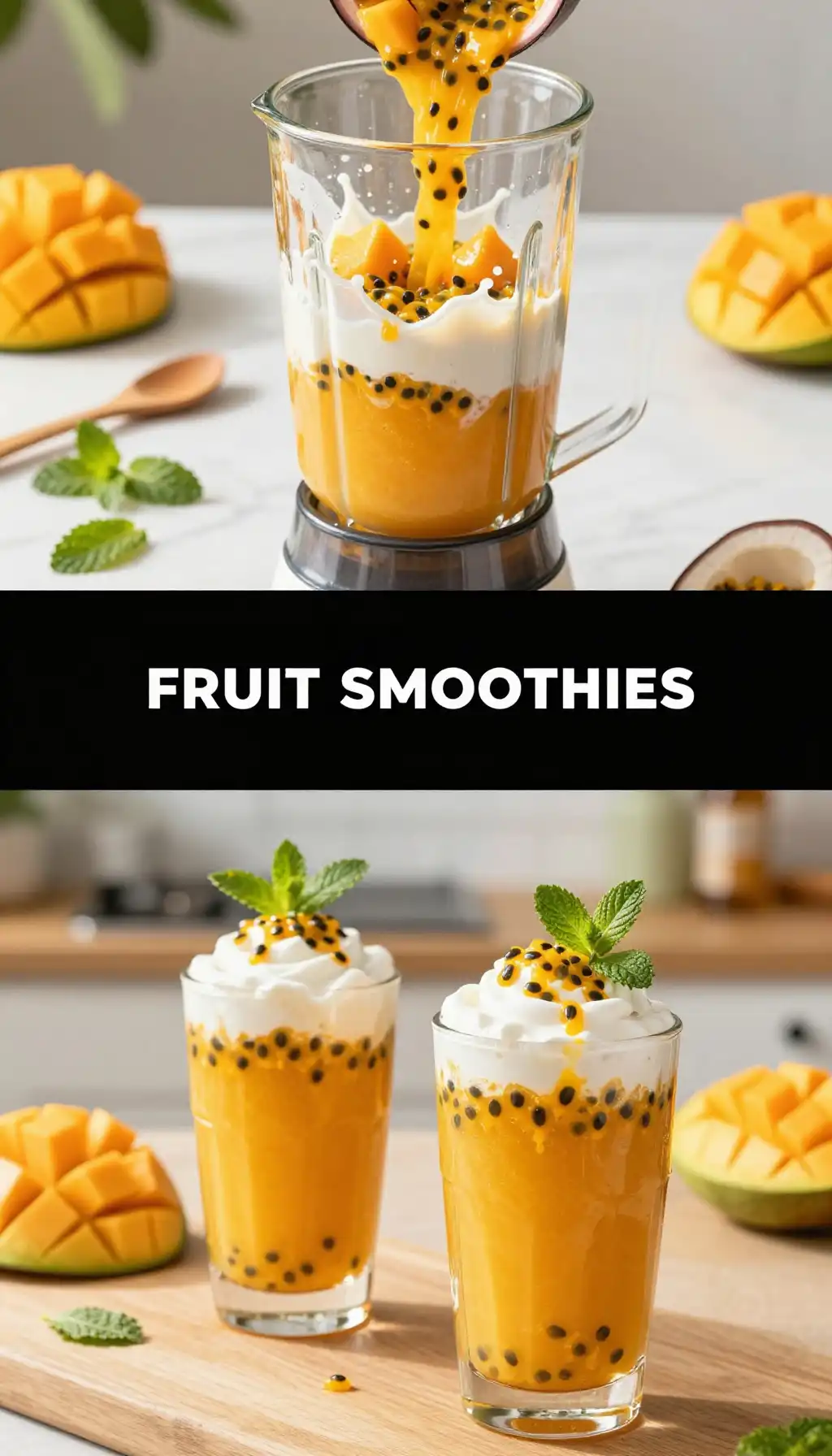 Tropical Passion Fruit Mango Smoothie pinterest pin