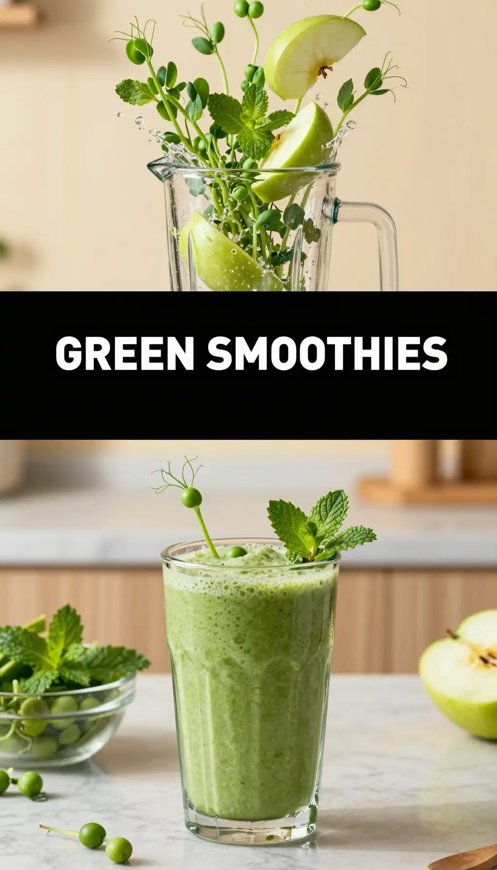Pea Shoot Mint Green Smoothie pinterest pin