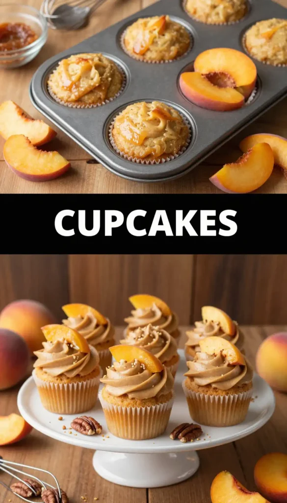 Peach Cupcakes with Brown Butter Frosting