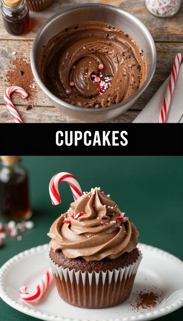 Peppermint Cupcakes with Candy Cane Garnish