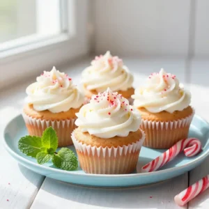 Peppermint Mocha Cupcakes with Candy Cane Garnish