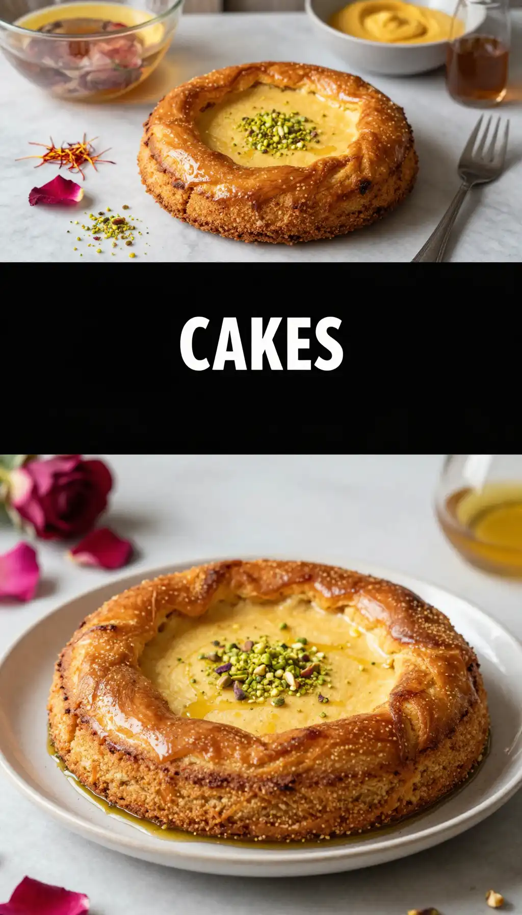 Persian Love Cake with Rose Water Pistachio and Saffron pinterest pin