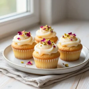 Easy Persian Saffron Rose Water Cupcakes Recipe