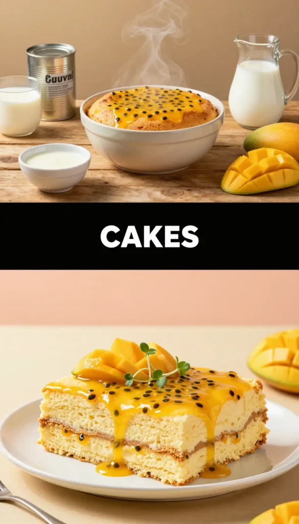 Peruvian Tres Leches with Mango and Passion Fruit
