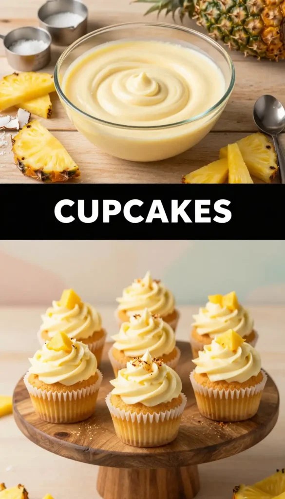 Pineapple Cupcakes with Coconut Cream Frosting
