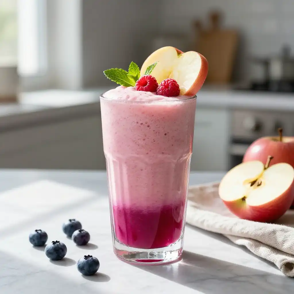 Pink Lady Apple Berry Smoothie plated dish