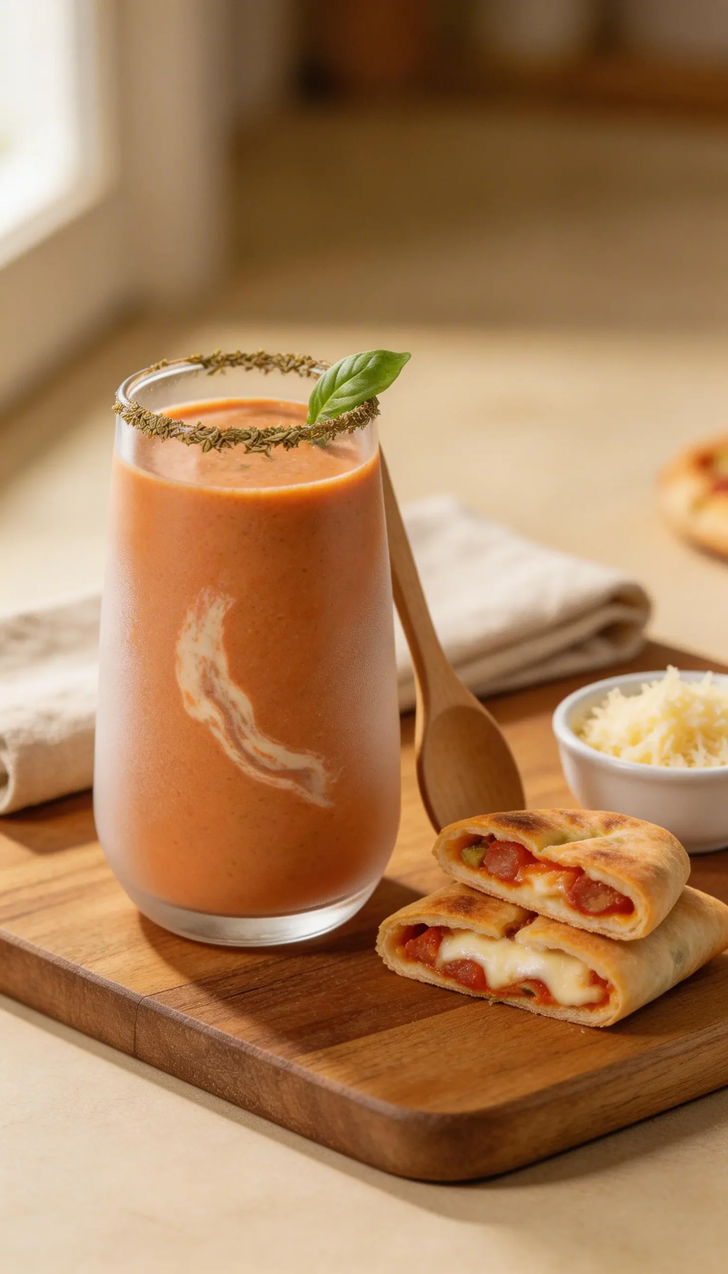 Pizza Pocket Protein Shake plated dish