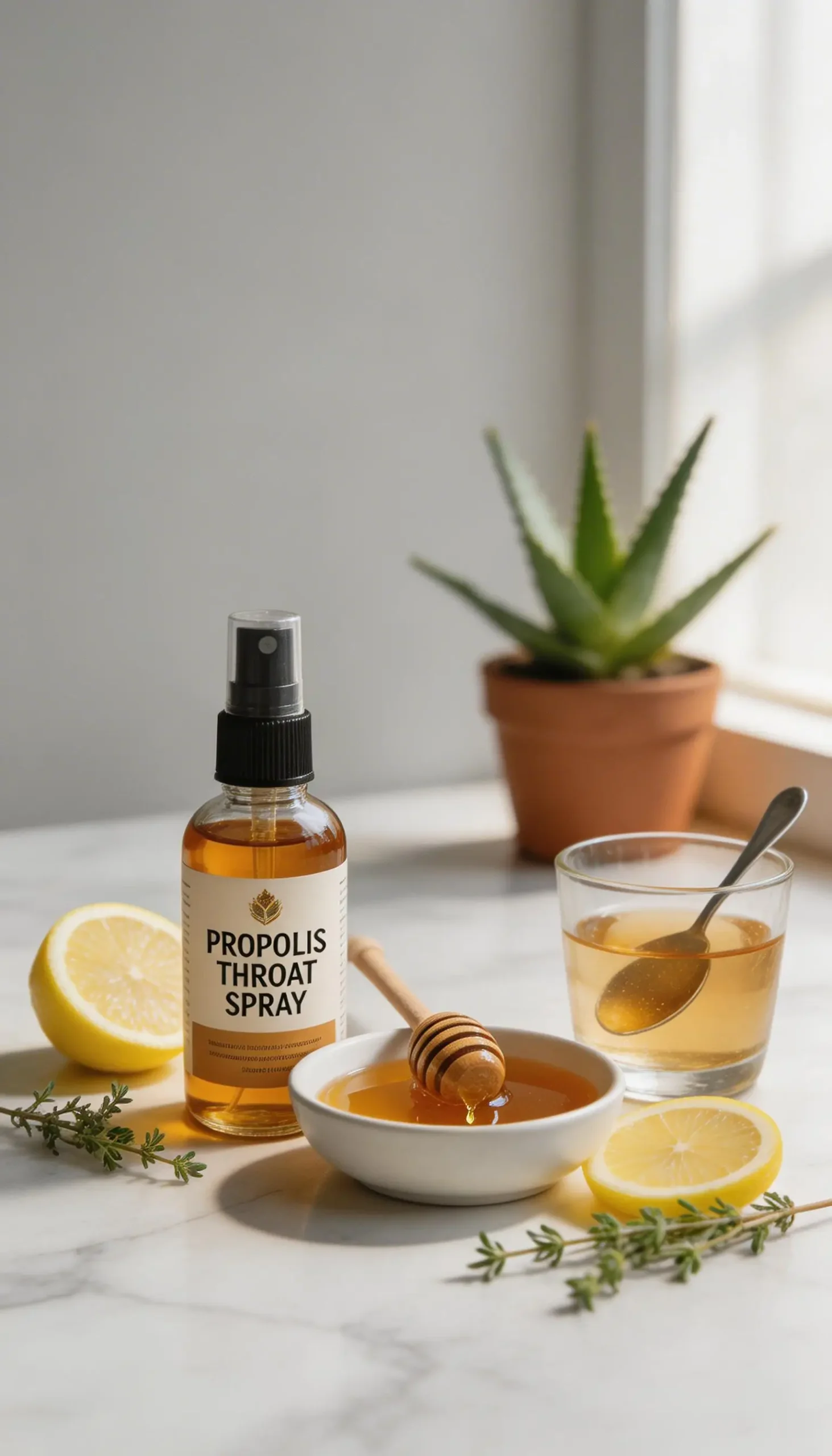 Propolis Throat Spray Drink plated dish