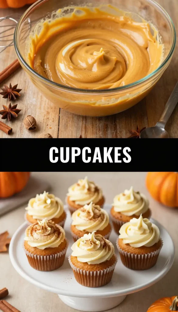 Pumpkin Spice Cupcakes with Cream Cheese Swirl