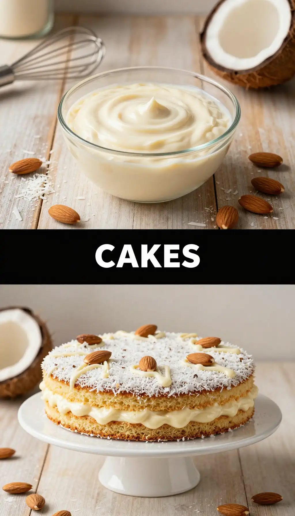Raffaello Cake with Coconut and Almond Cream pinterest pin