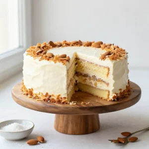 No-Bake Raffaello Cake with Coconut Almond Cream