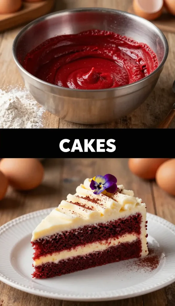 Red Velvet Cake with Cream Cheese Frosting and White Chocolate Shavings