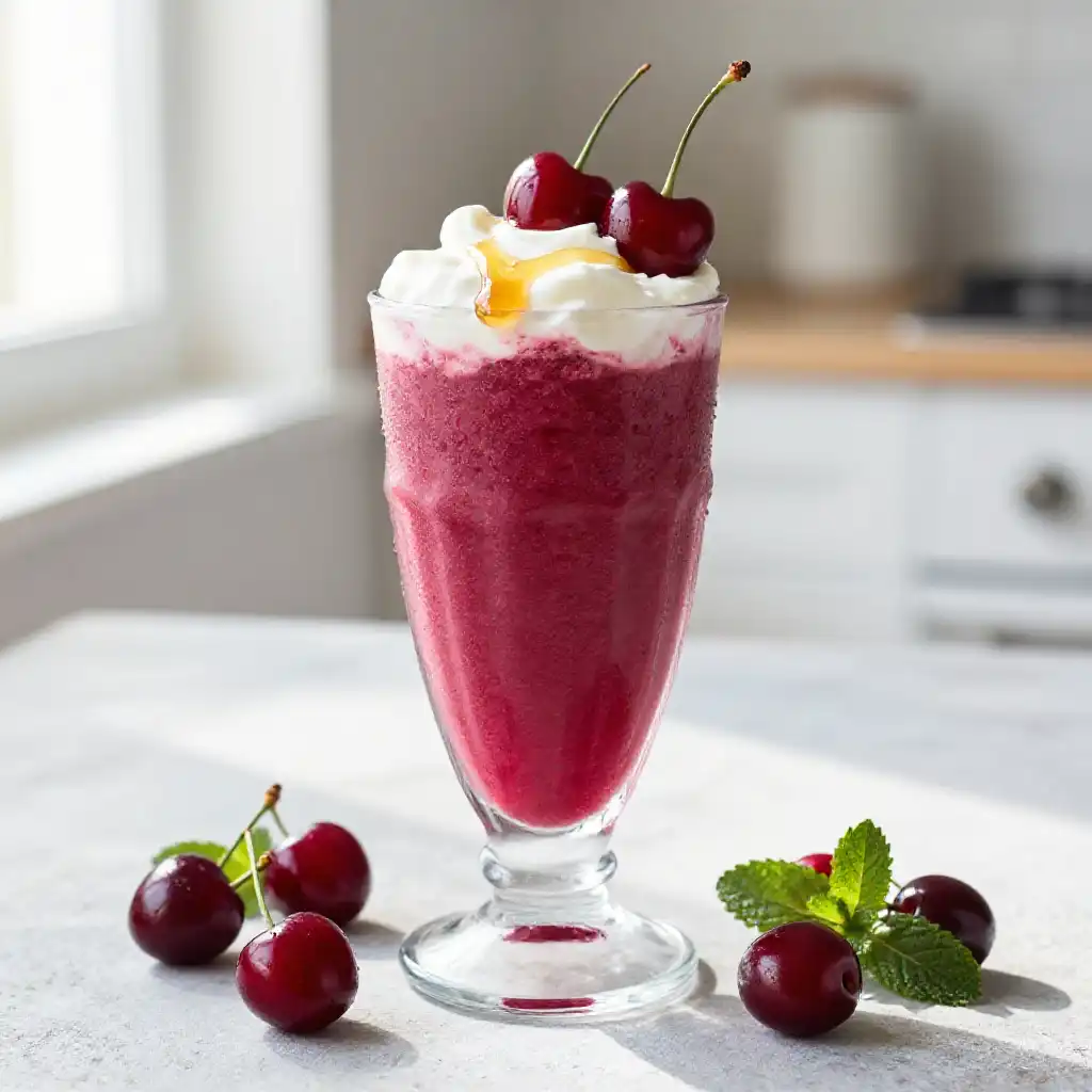 Regina Cherry Yogurt Smoothie plated dish