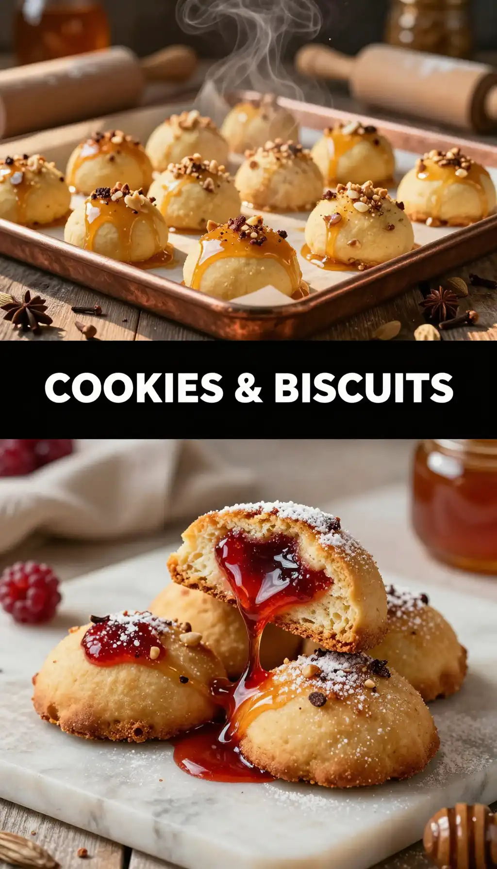 Russian Pryanik Honey Cookies with Jam pinterest pin