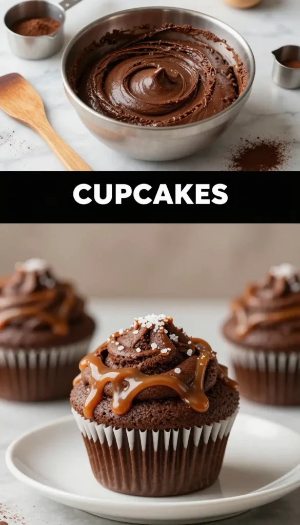Salted Caramel Cupcakes with Chocolate Drizzle