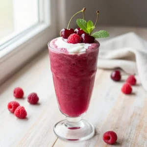 Healthy Cherry Raspberry Smoothie for Breakfast
