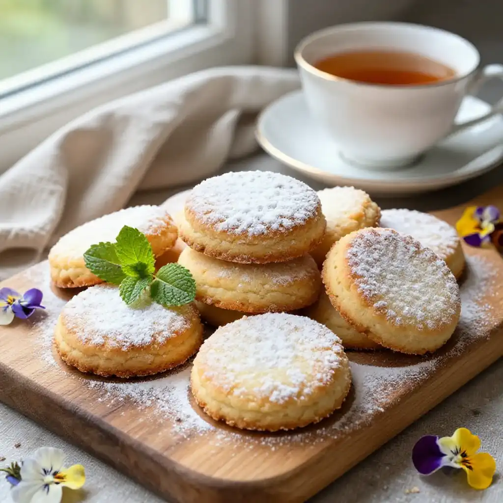 Scottish Shortbread Rounds with Vanilla plated dish