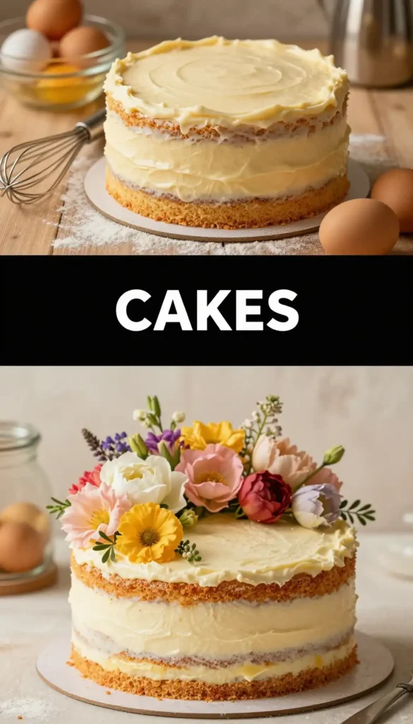 Semi-Naked Cake with Fresh Flowers and Minimal Frosting