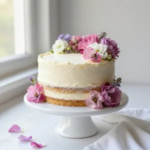 Elegant Semi-Naked Cake with Fresh Floral Decor