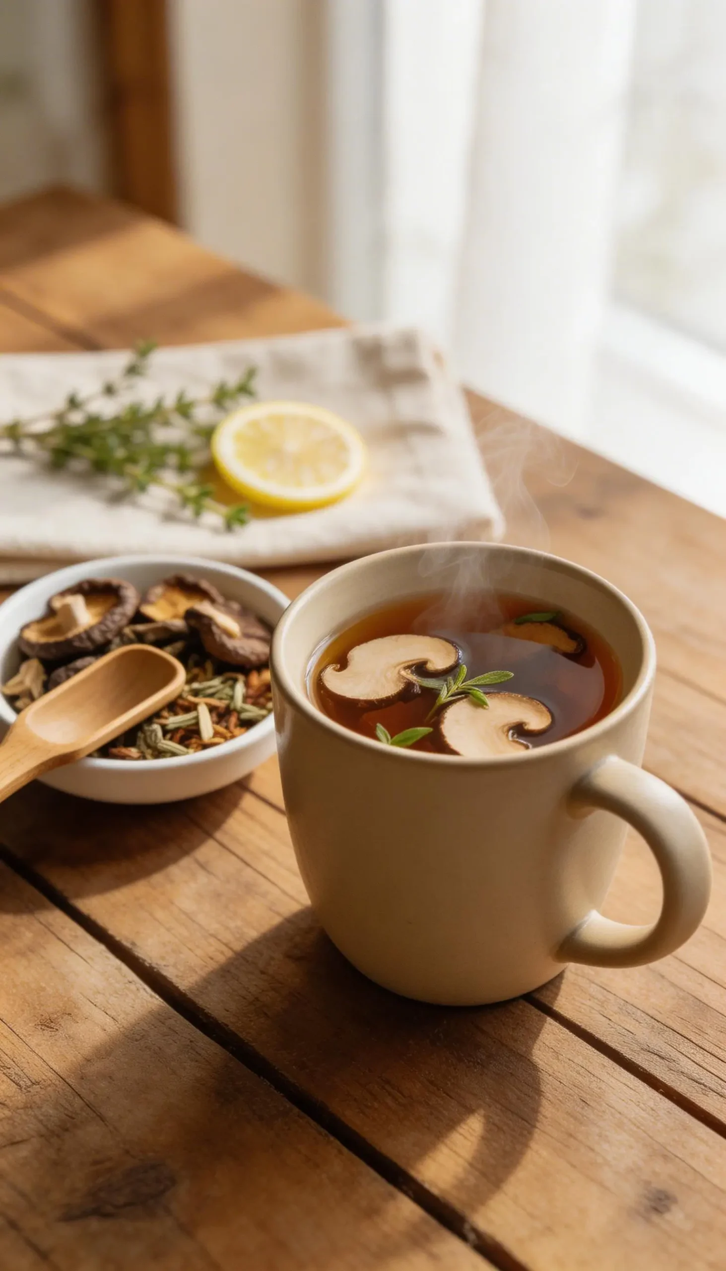 Shiitake Mushroom Vitality Tea plated dish