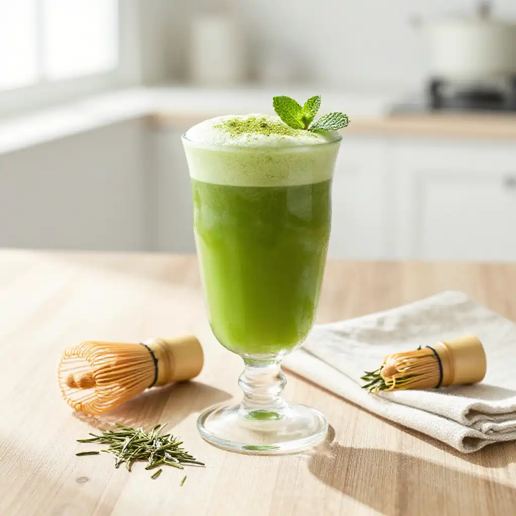 Shincha First Flush Green Tea Smoothie plated dish