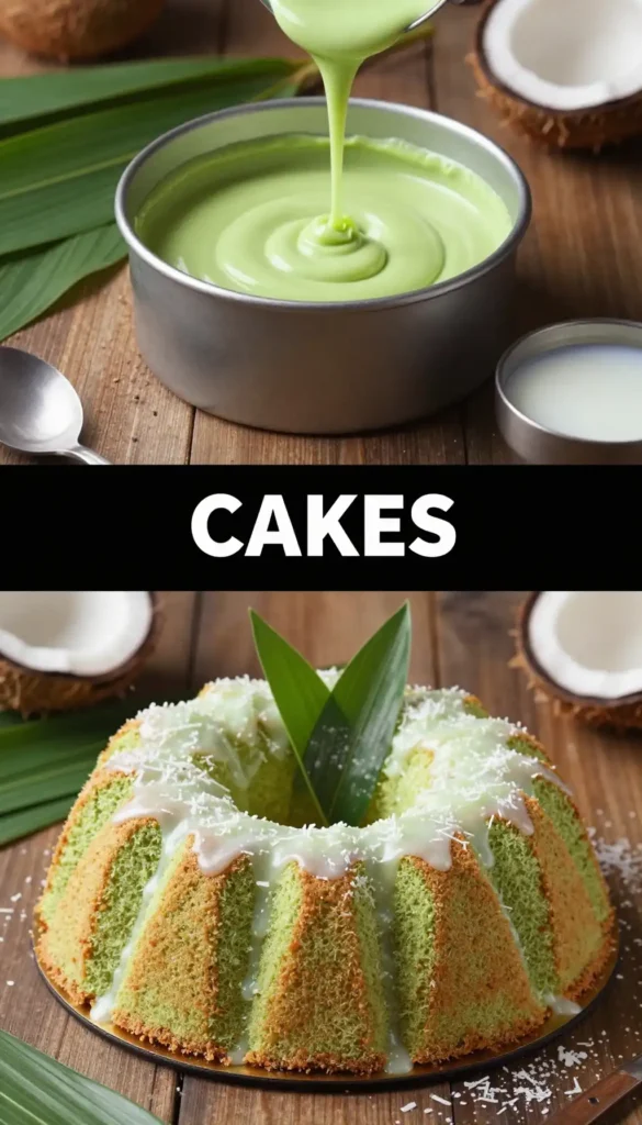 Singaporean Pandan Chiffon Cake with Coconut