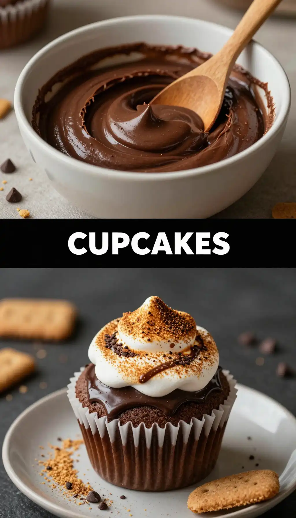 S'mores Cupcakes with Toasted Marshmallow Top pinterest pin