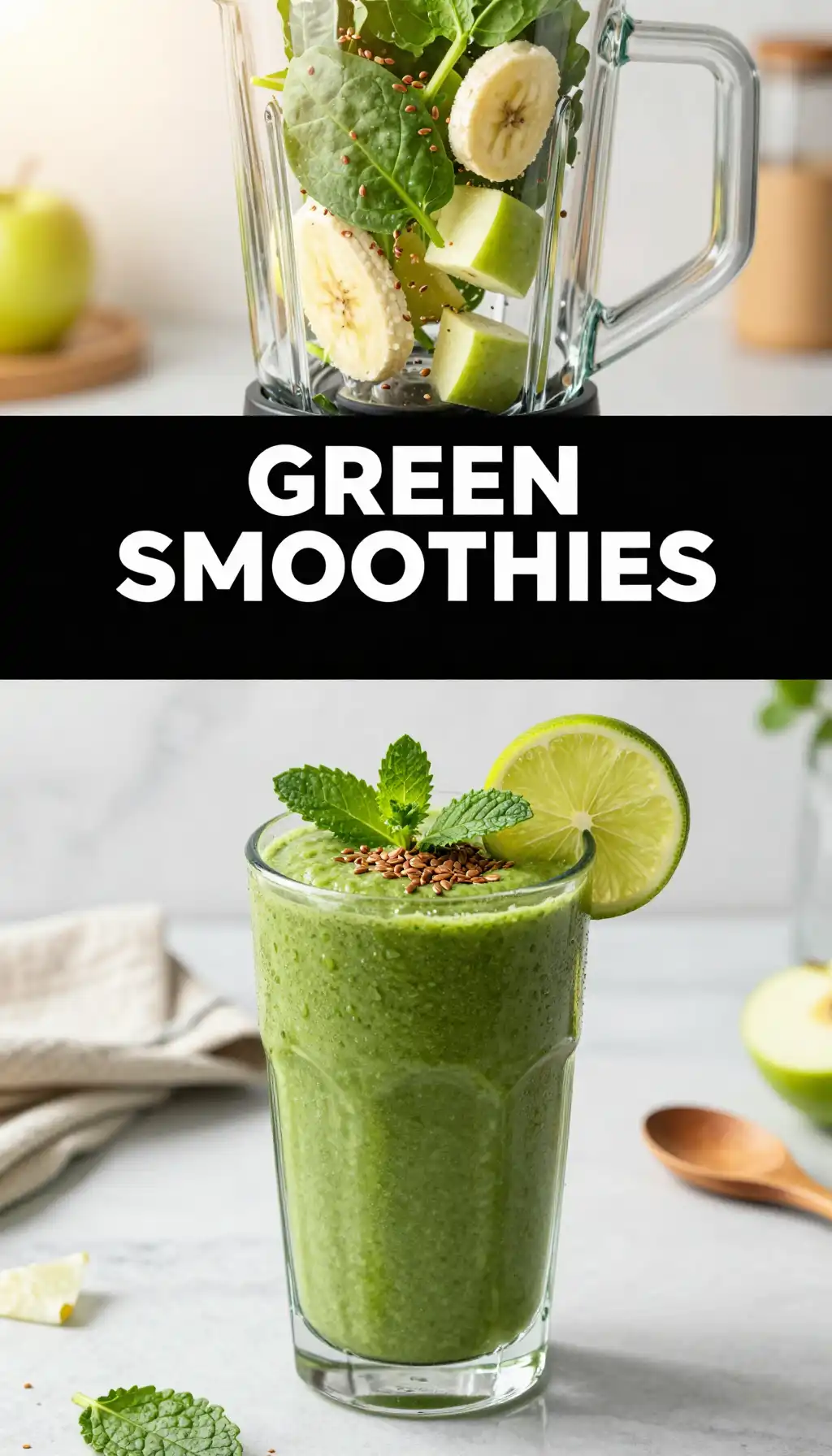 Spinach Flax Green Smoothie pinterest pin