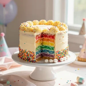 Vibrant Sprinkle Confetti Rainbow Cake - Sprinkle Explosion
