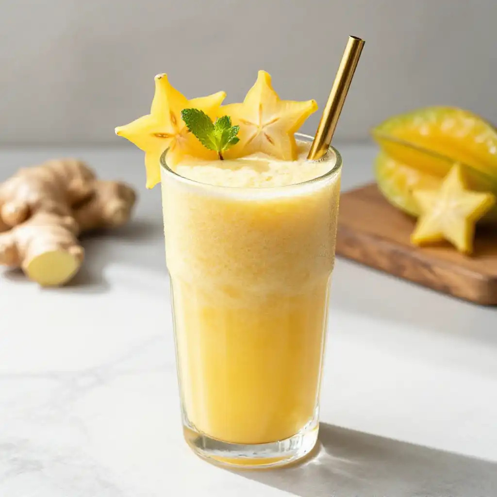 Starfruit Ginger Smoothie plated dish