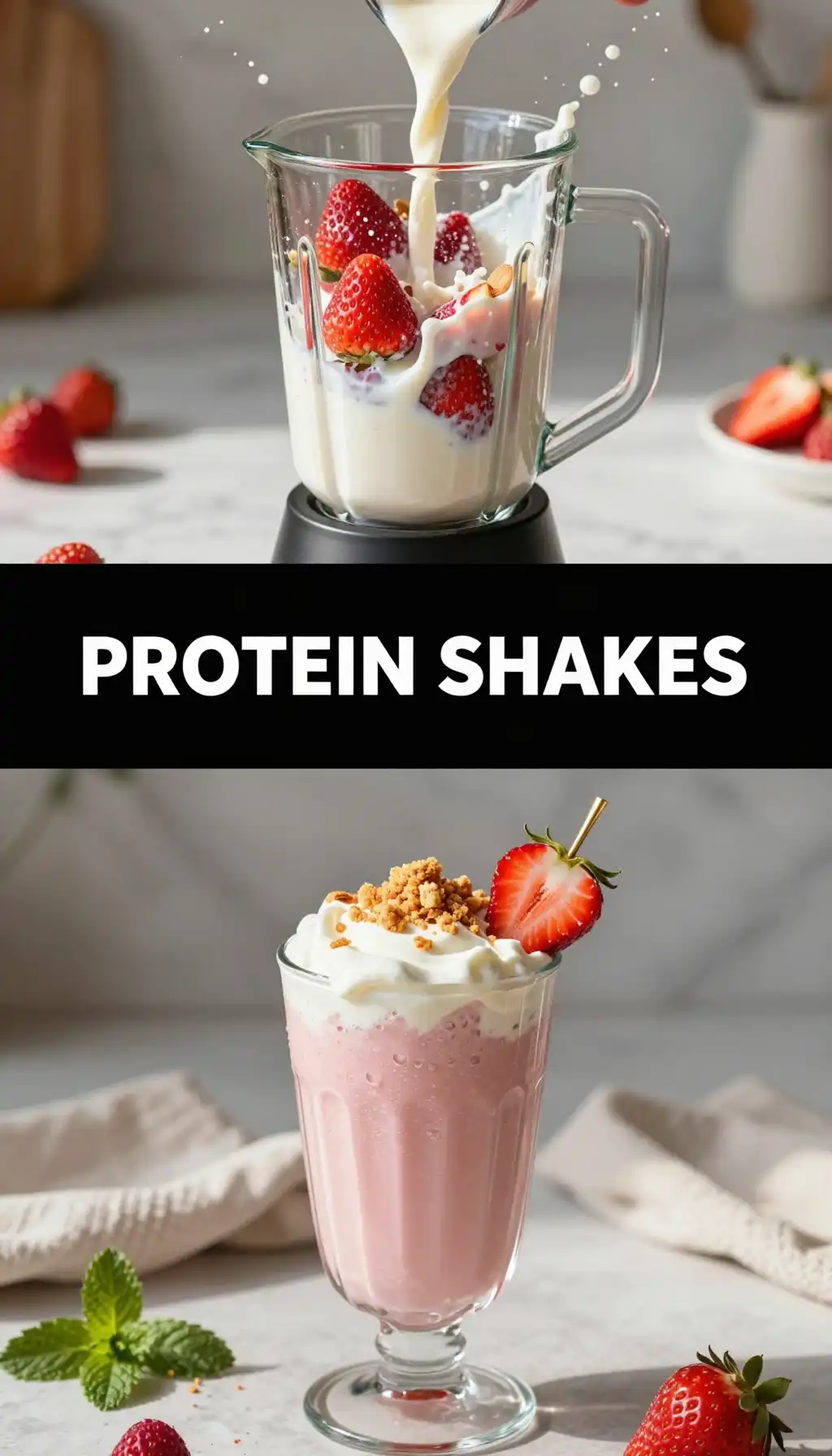 Strawberry Cheesecake Protein Shake pinterest pin
