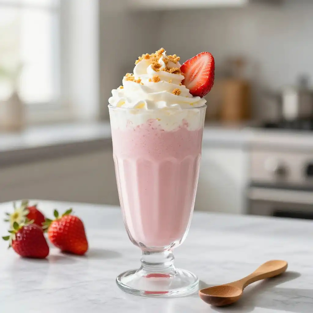 Strawberry Cheesecake Protein Shake plated dish