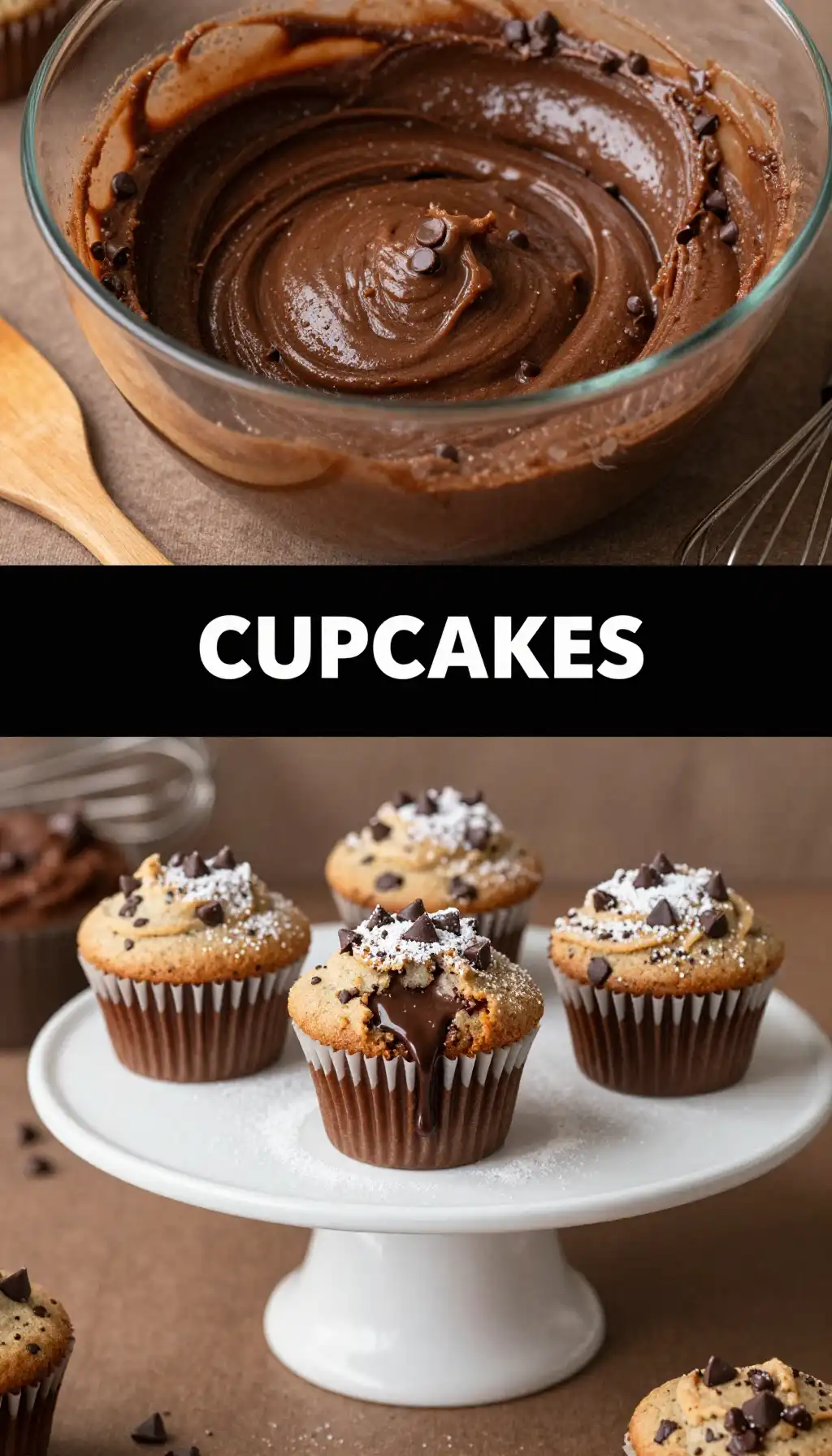 Stuffed NYC Style Chocolate Chip Cookie Cupcakes with Gooey Center pinterest pin