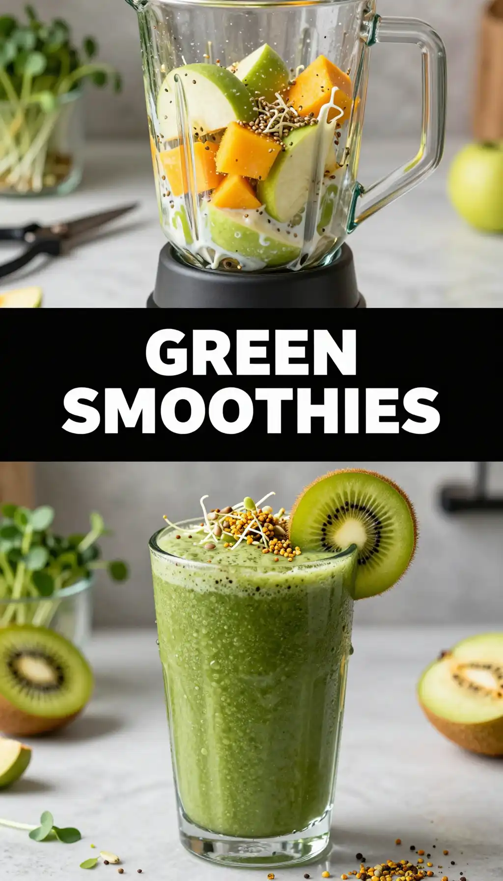 Sunflower Sprout Green Smoothie pinterest pin