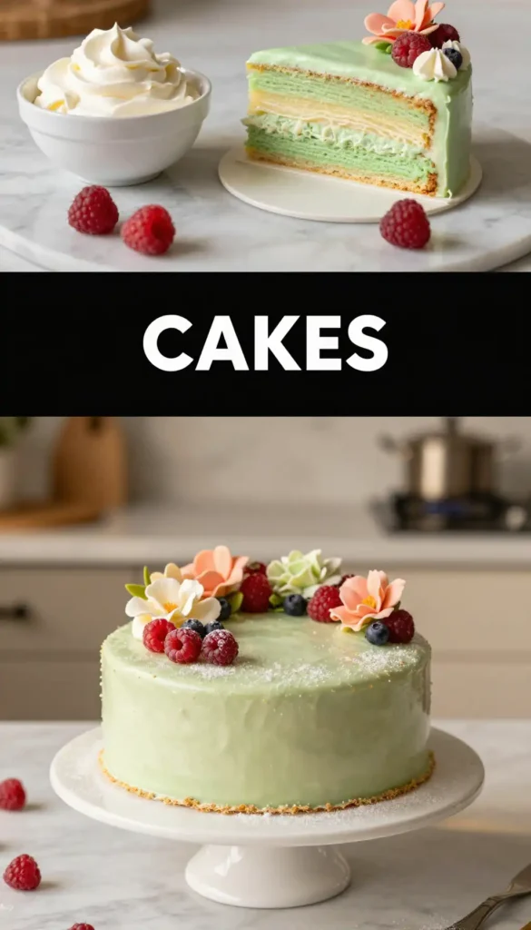 Swedish Princess Cake with Green Marzipan and Cream