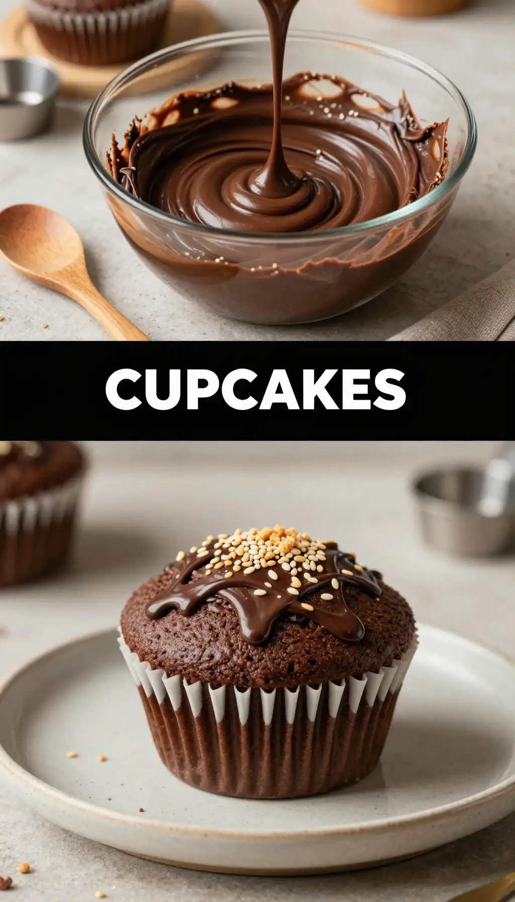 Tahini Chocolate Cupcakes with Sesame Crunch pinterest pin