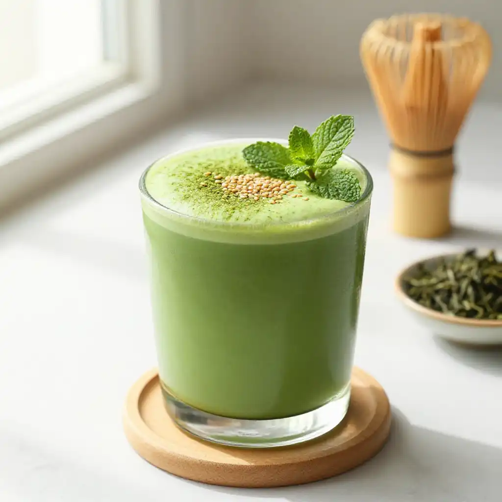 Tamaryokucha Green Tea Smoothie plated dish