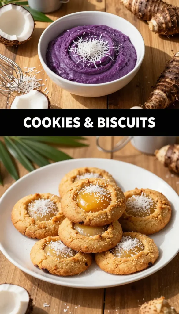 Taro Cookies with Coconut Flakes