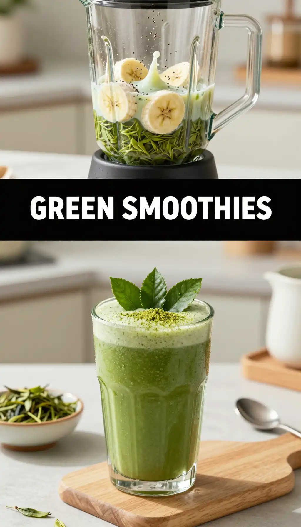Tencha Green Tea Smoothie pinterest pin