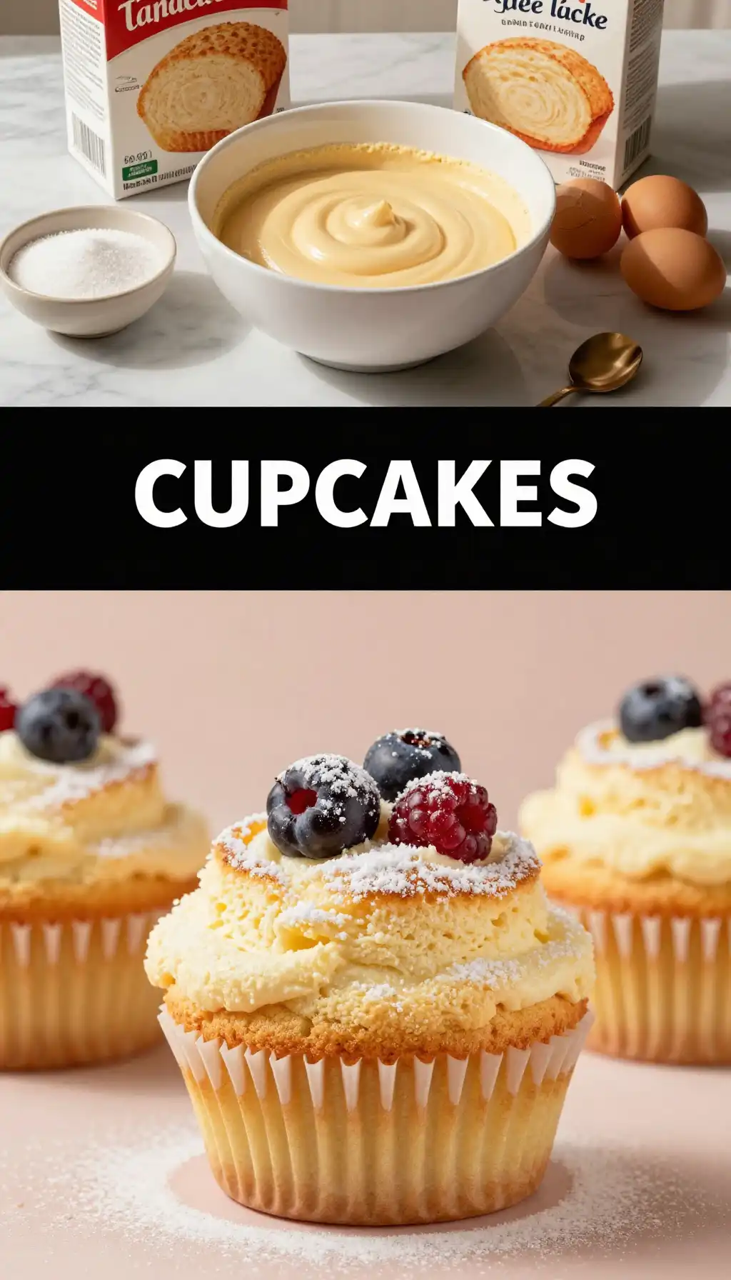 Three Ingredient Angel Food Cupcakes pinterest pin