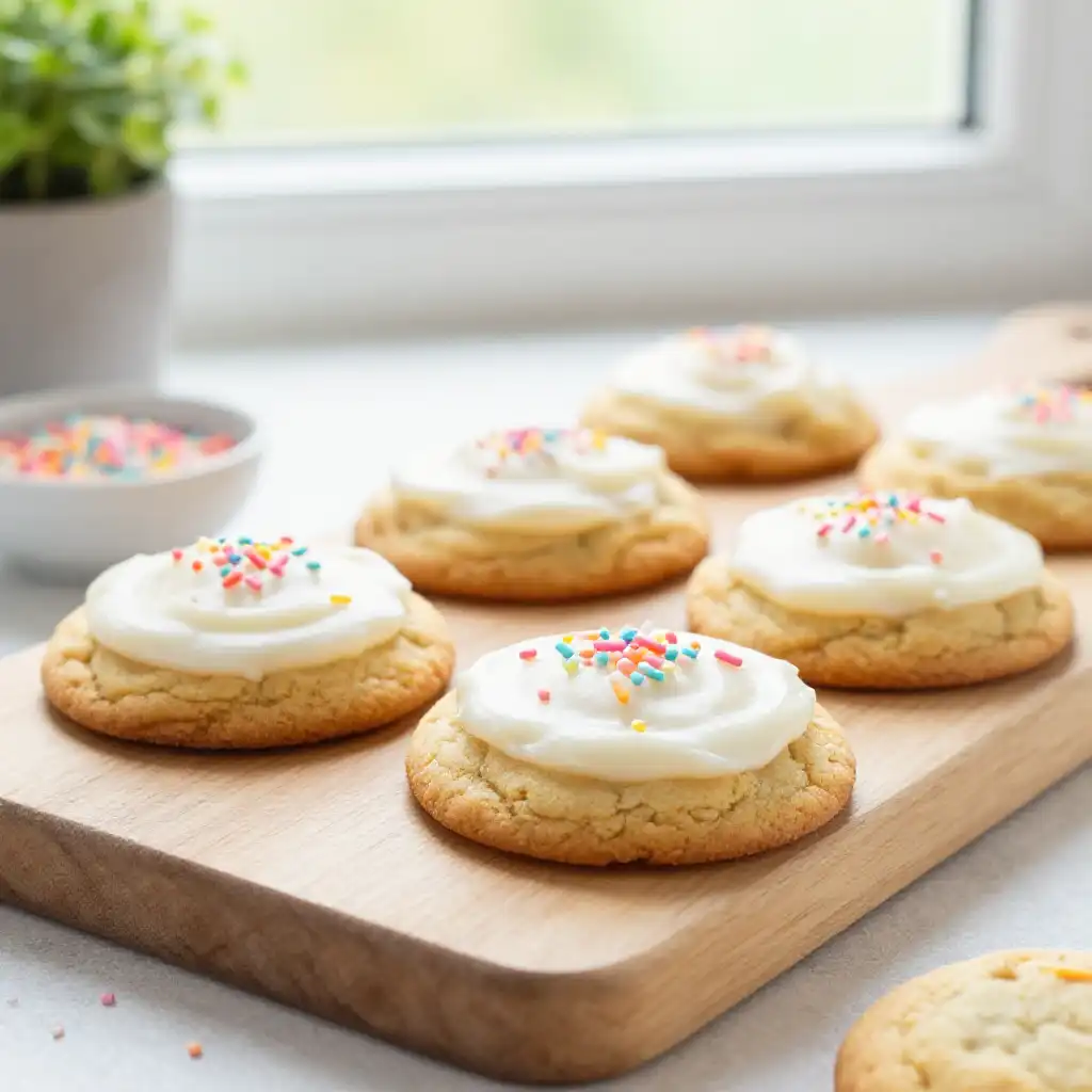 TikTok Viral Crumbl Style Cookies with Thick Frosting plated dish