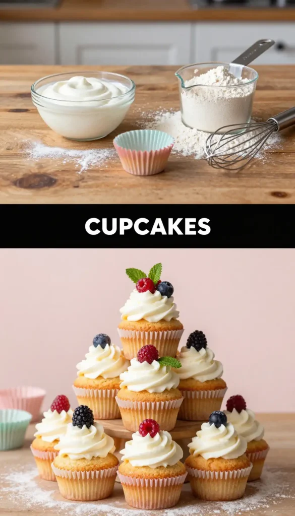 TikTok Viral Yogurt Cupcakes with Creamy Frosting