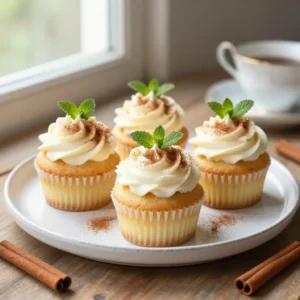 Moist Tres Leches Cupcakes with Cinnamon Whipped Cream