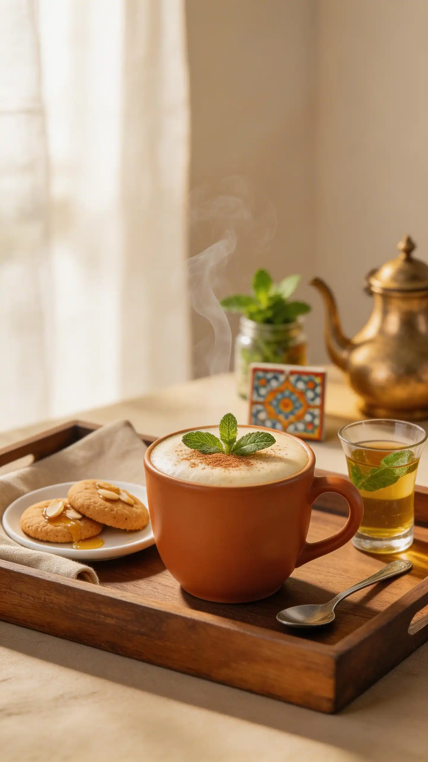 Tunisian Mint Tea Latte plated dish