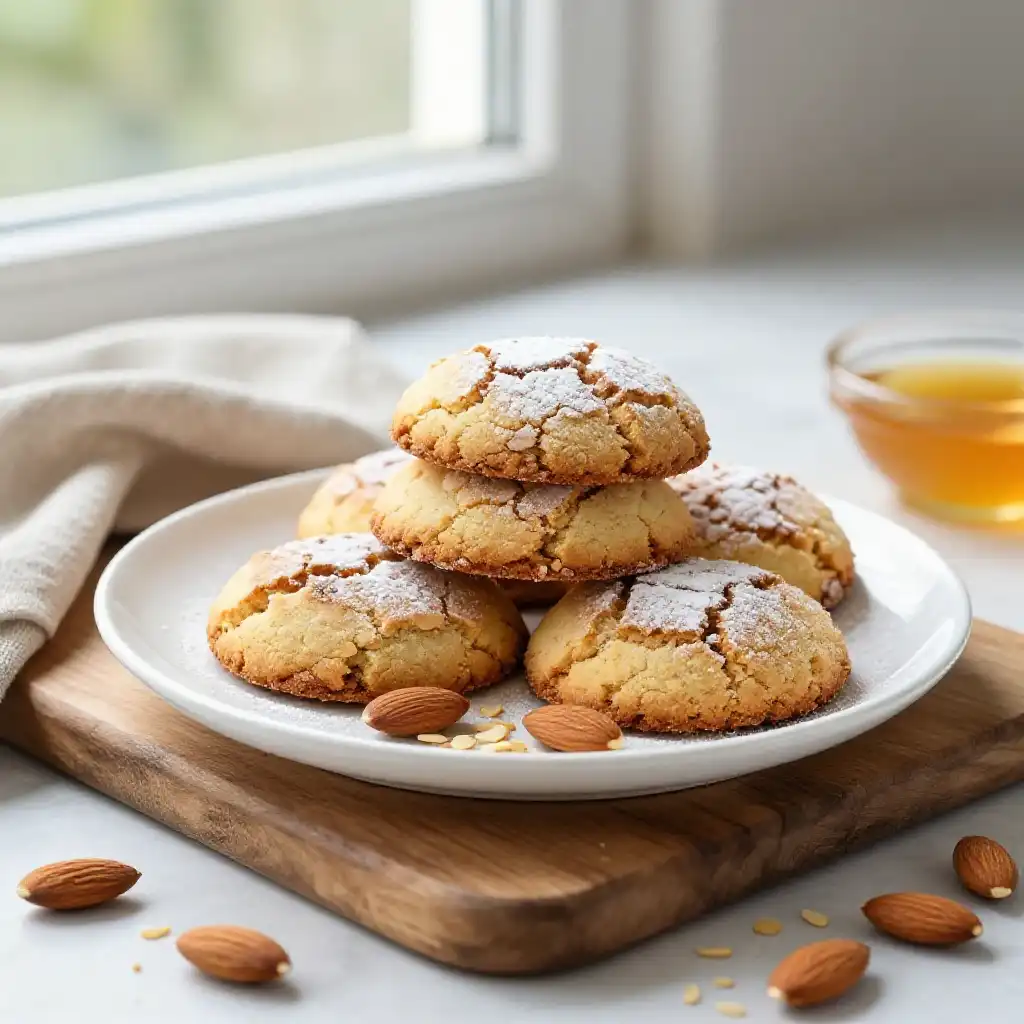 Turkish Acibadem Almond Cookies plated dish