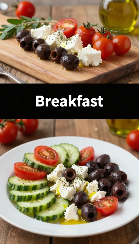 Turkish Breakfast Platter with Olives and Cheese